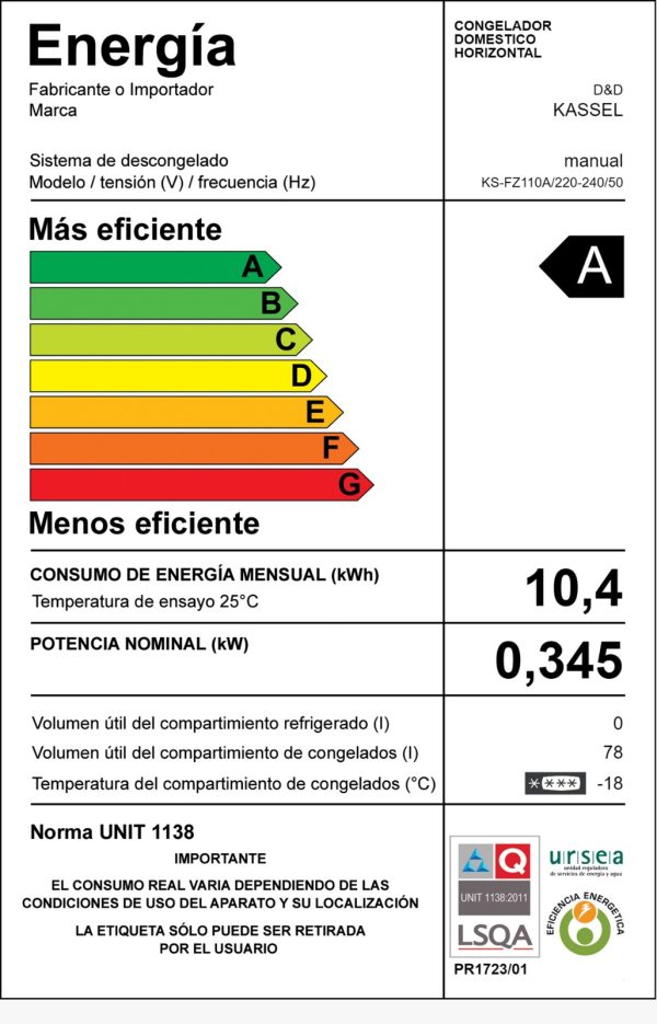 Freezer horizontal 78lts. Kassel