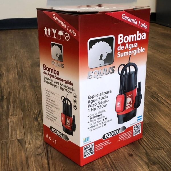 Bomba sumergible pozo negro aguas sucias 1hp 750w
