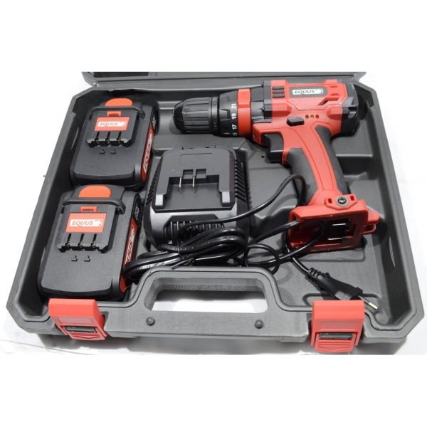 Taladro Atornillador Inalámbrico 20V Equus con Percutor / 2 baterías y maletín