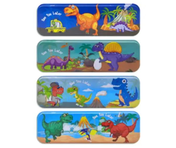 Cartuchera de metal dinosaurios 1 division