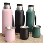 Termos 1 Lt con tapon, tapa y mate en acero inoxidable