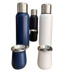 Termos 1 Lt con tapon, tapa y mate en acero inoxidable