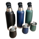 Termos 1 Lt con tapon, tapa y mate en acero inoxidable