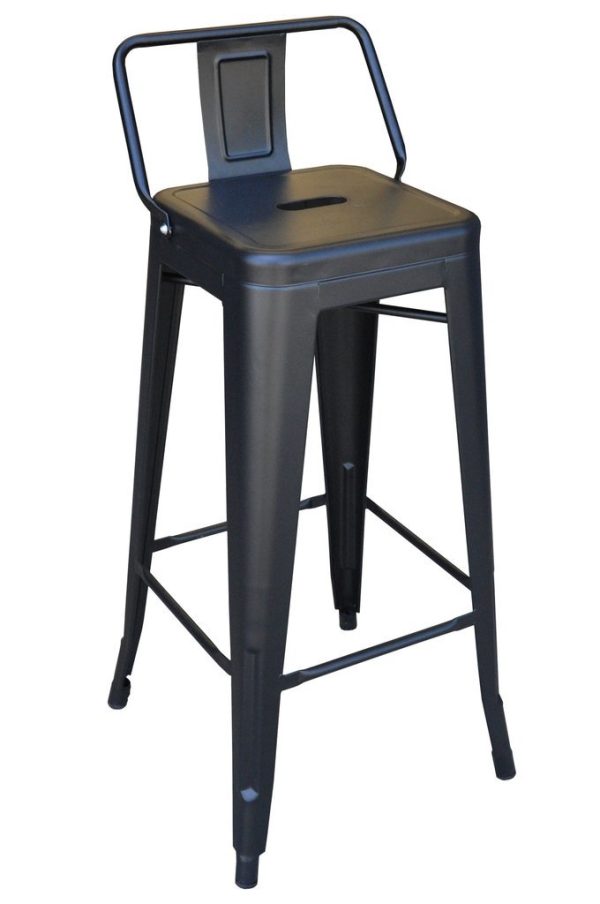 Banqueta Tolix Con Respaldo NEGRO