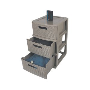 Cajonera Rattan 3 Cajones (Negro, Blanco, Gris)