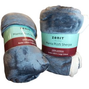 Manta ZENIT Sherpa con corderito 1 plaza azul
