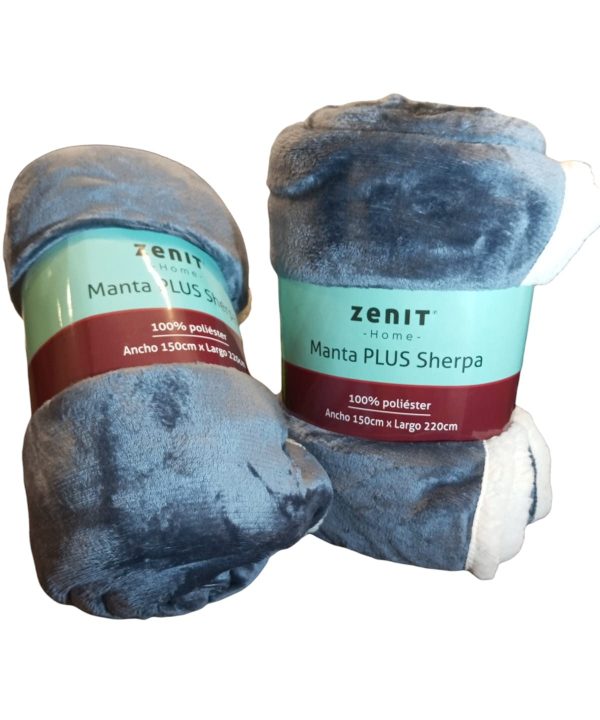 Manta ZENIT Sherpa con corderito 1 plaza azul