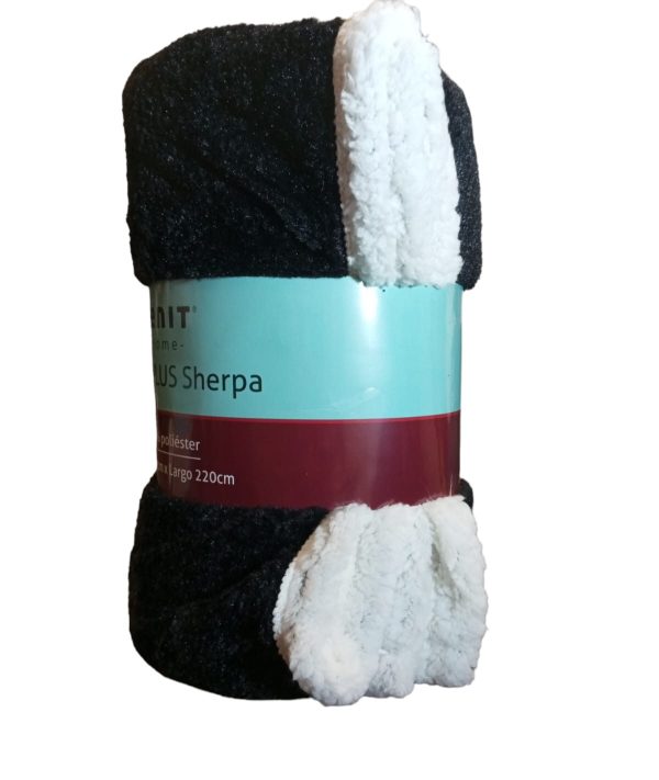 Manta ZENIT Sherpa con corderito 1 plaza Color Negro