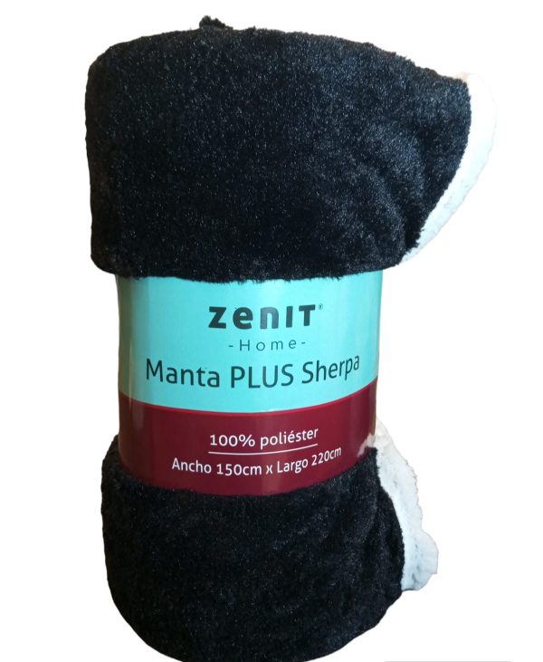 Manta ZENIT Sherpa con corderito 1 plaza Color Negro