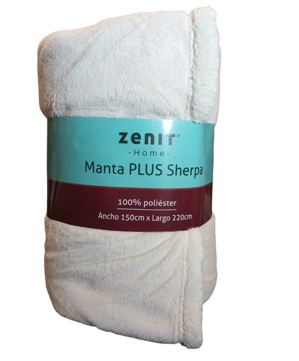 Manta ZENIT Sherpa con corderito 1 plaza Color Blanco
