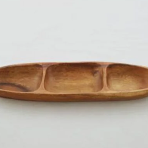 COPETINERO OVAL DE 3 DIVISIONES MADERA