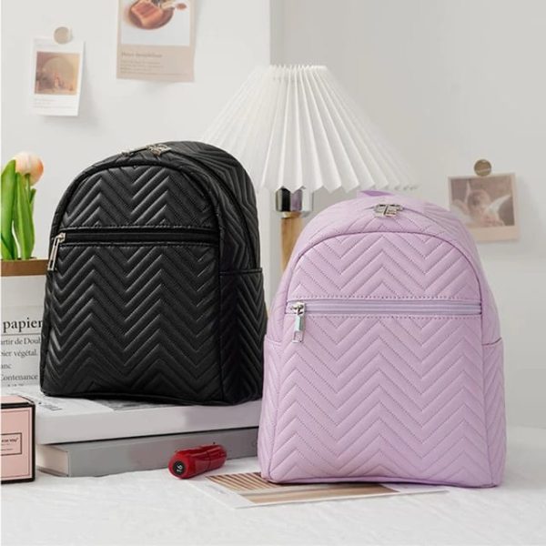 Mochila de Dama con Diseño Acolchado Chevron