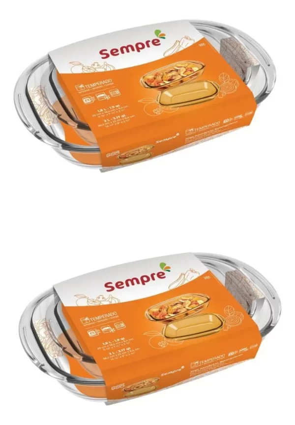 Set 2 Fuentes Rectangular Grande Y Mediana Vidrio Templado