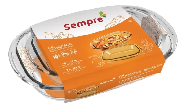 Set 2 Fuentes Rectangular Grande Y Mediana Vidrio Templado