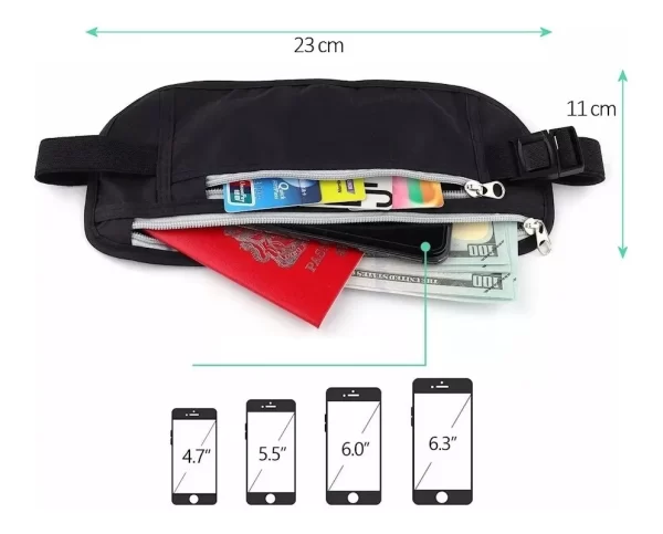 Organizador Riñonera Cinto Cinturón Viaje Dinero Documentos